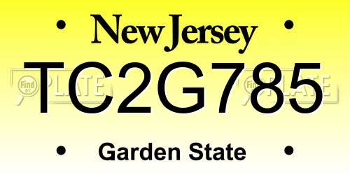 TC2G785 New Jersey License Plate