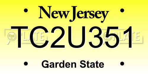TC2U351 New Jersey License Plate