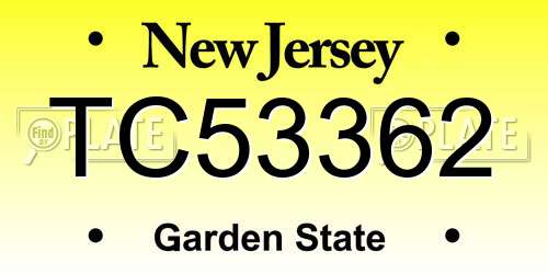 TC53362 New Jersey License Plate