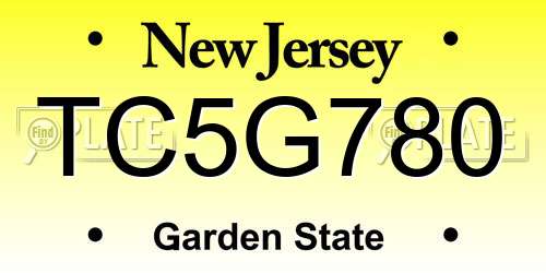 TC5G780 New Jersey License Plate