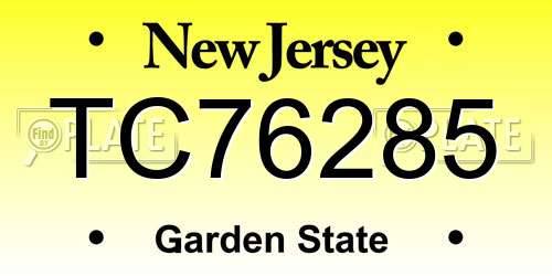 TC76285 New Jersey License Plate