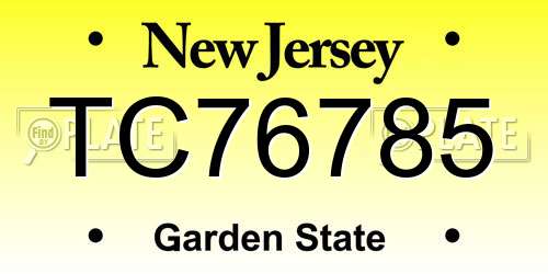 TC76785 New Jersey License Plate
