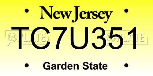 TC7U351 New Jersey License Plate