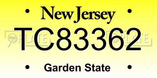 TC83362 New Jersey License Plate
