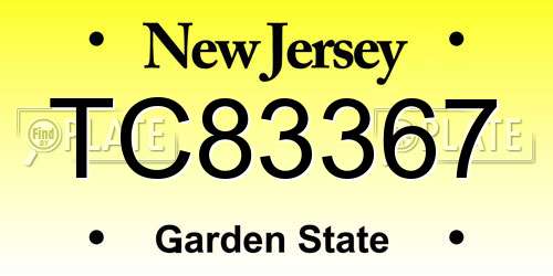 TC83367 New Jersey License Plate