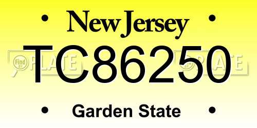TC86250 New Jersey License Plate