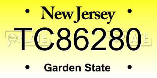 TC86280 New Jersey License Plate