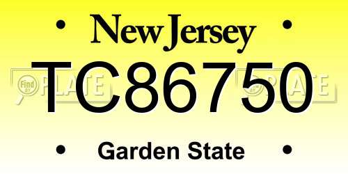 TC86750 New Jersey License Plate