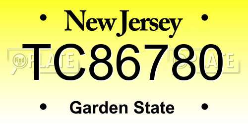 TC86780 New Jersey License Plate
