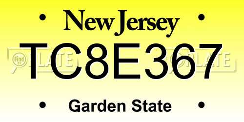 TC8E367 New Jersey License Plate