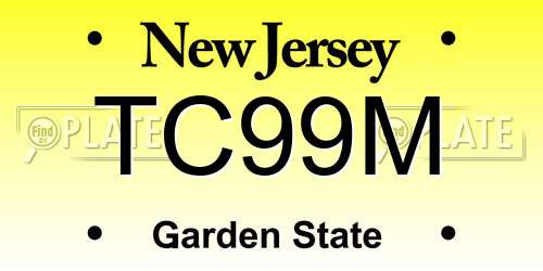TC99M New Jersey License Plate