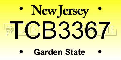 TCB3367 New Jersey License Plate