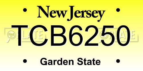 TCB6250 New Jersey License Plate