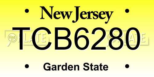 TCB6280 New Jersey License Plate