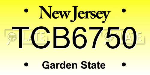 TCB6750 New Jersey License Plate