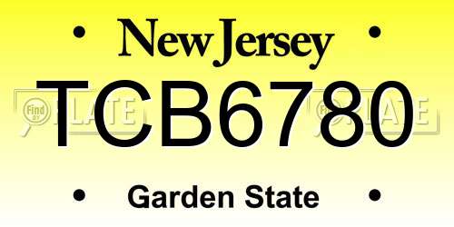 TCB6780 New Jersey License Plate