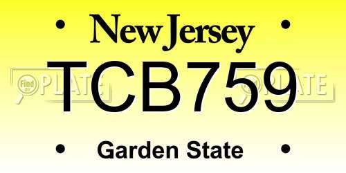 TCB759 New Jersey License Plate
