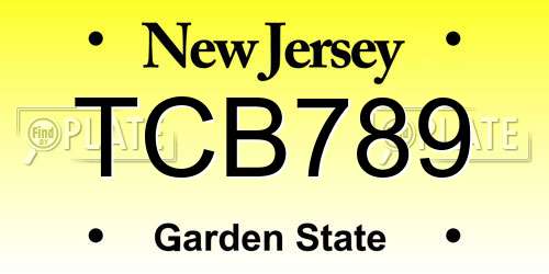 TCB789 New Jersey License Plate