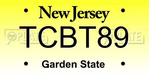 TCBT89 New Jersey License Plate