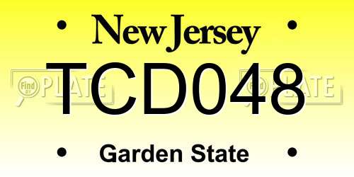 TCD048 New Jersey License Plate