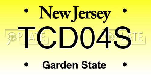 TCD04S New Jersey License Plate