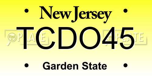 TCDO45 New Jersey License Plate