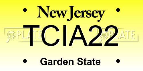 TCIA22 New Jersey License Plate
