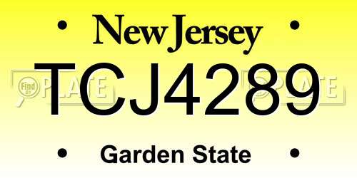 TCJ4289 New Jersey License Plate