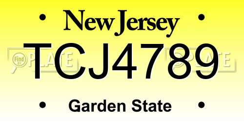 TCJ4789 New Jersey License Plate