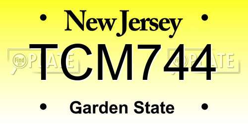TCM744 New Jersey License Plate