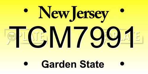 TCM7991 New Jersey License Plate