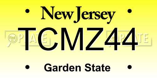 TCMZ44 New Jersey License Plate
