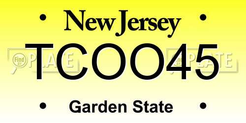 TCOO45 New Jersey License Plate