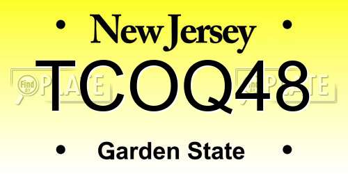 TCOQ48 New Jersey License Plate