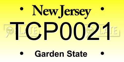 TCP0021 New Jersey License Plate