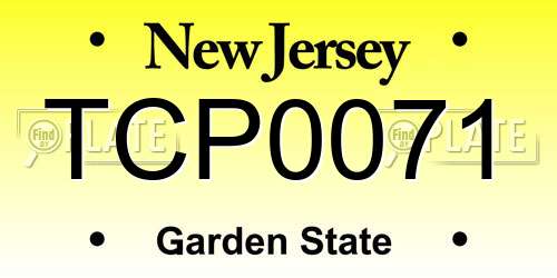 TCP0071 New Jersey License Plate