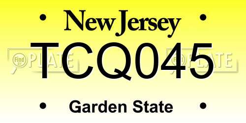TCQ045 New Jersey License Plate