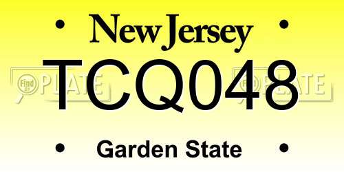 TCQ048 New Jersey License Plate