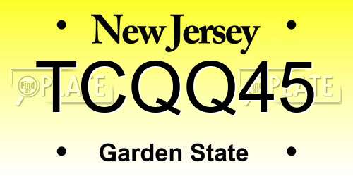 TCQQ45 New Jersey License Plate