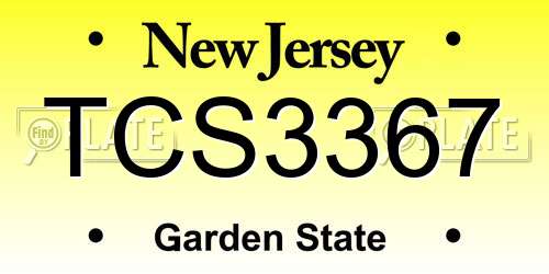 TCS3367 New Jersey License Plate