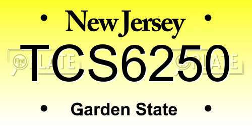 TCS6250 New Jersey License Plate