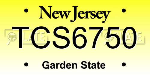 TCS6750 New Jersey License Plate