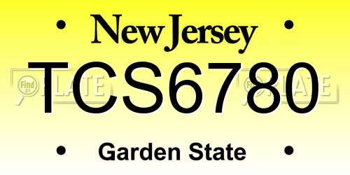 TCS6780 New Jersey License Plate