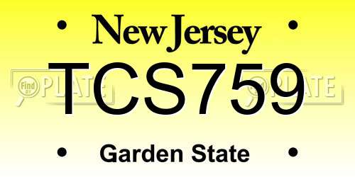 TCS759 New Jersey License Plate