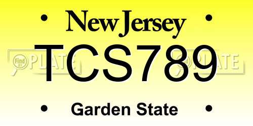 TCS789 New Jersey License Plate