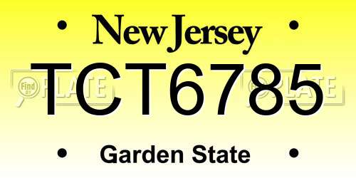 TCT6785 New Jersey License Plate