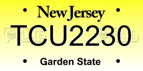 TCU2230 New Jersey License Plate