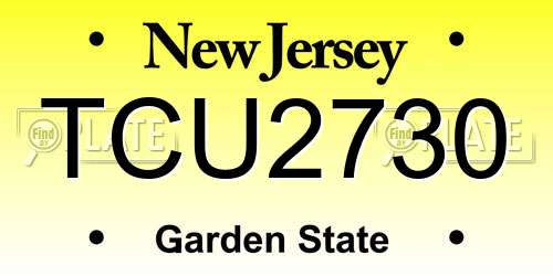 TCU2730 New Jersey License Plate