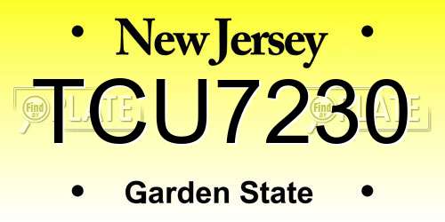 TCU7230 New Jersey License Plate