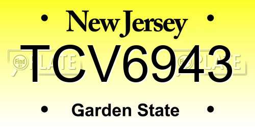 TCV6943 New Jersey License Plate